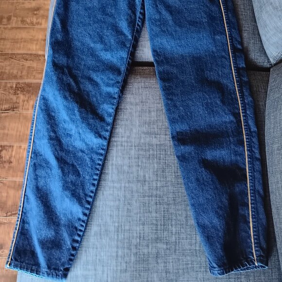 Rare Vintage Dark Blue Denim Fancy Ass Jeans Gold Trim Piping 100% Cotton - Picture 2 of 12